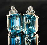 2ct Emerald Blue Aquamarine Elegant Diamond Stud Earrings 14k White Gold Finish