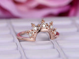 1.5ct Round Cut Diamond Crown Tiara Shape Women Wedding Band 14k Rose Gold Over