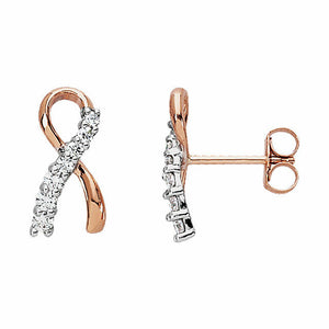 0.5ct Round Cut Diamond Open Infinity Stud Earrings Women 14k Rose Gold Finish