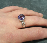 1.2ct Engagement Ring Round Cut Purple Amethyst Infinity 14k White Gold Finish