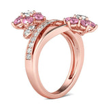 3Ct Round Cut Pink Sapphire Diamond Floral Engagement Ring 14K Rose Gold Finish