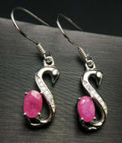 2ct Drop Earrings Oval Cut Pink Ruby Duck Swan 14k White Gold Finish