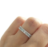 4Ct Baguette Cut DVVS1 Diamond Full Eternity Wedding Band 14K White Gold Finish