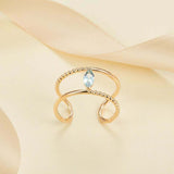 0.5ct Marquise Cut Aquamarine Split Band Wide Solitaire Ring 14k YellowGold Over