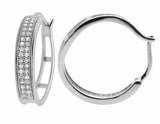 0.7ct Round Cut VVS1 Diamond Two Row Milgrain Hoop Earrings 14k WhiteGold Finish