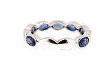 1ct Oval Cut Blue Sapphire Half Eternity Wedding Band Ring 14k White Gold Finish