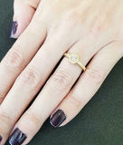 1ct Round Diamond Engagement Ring Hexagon Solitaire Milgrain 14k YellowGold Over