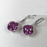 2ct Dangle Earrings Cushion Pink Sapphire Solitaire LeverBack 14k WhiteGold Over