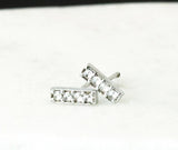 0.5ct Round Cut Moissanite Dainty Bar Stud Earrings Women 14k White Gold Plated