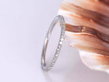 Full Eternity Wedding Ring Band 1.2ct Round Cut Diamond 14k White Gold Finish