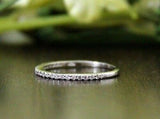 1Ct Round Cut Diamond Half Eternity Minimalist Wedding Band 14K White Gold Finis