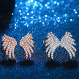 Angel Wings Stud Earrings 1.3ct Round Cut VVS1D Diamond 14k Rose Gold Finish