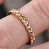 2ct Wedding Ring Band Round Cut Yellow Sapphire Full Eternity 14k Rose Gold Over