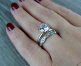 2ct Round Cut Diamond Engagement Ring 14k White Gold Finish Art Deco Bridal Set