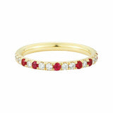 0.7ct Round Cut Pink Ruby Wedding Band Ring Half Eternity 14k Yellow Gold Finish