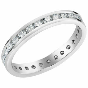 1.08ct Round Cut Diamond Wedding Ring Band Full Eternity 14k White Gold Finish