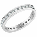 1.08ct Round Cut Diamond Wedding Ring Band Full Eternity 14k White Gold Finish