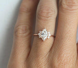 1.5ct Marquise Cut Diamond Engagement Ring 14k RoseGold Over Petite Round Accent