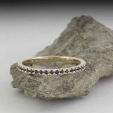 1.5ct Wedding Band Round Cut Blue Sapphire Full Eternity 14k Yellow Gold Finish