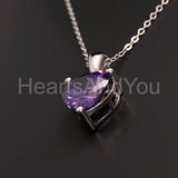 1ct Heart Simulated Amethyst Solitaire Pendant 14k White Gold Plated NO CHAIN