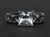 2ct Engagement Ring Princess Cut Diamond Split Shank 14k White Gold Finish