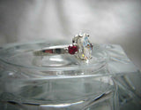 2.1ct Marquise Cut Diamond Trilogy Ring 14k White Gold Finish Ruby Round Accents