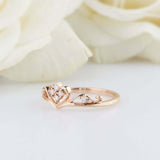 0.5ct Round Cut VVS1D Diamond Engagement Ring Crown Design 14k Rose Gold Finish