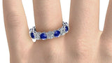 2ct Round Cut Blue Sapphire Eternity Wedding Band Ring 14k White Gold Finish