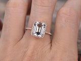 2ct Emerald Cut Pink Morganite Solitaire Engagement Ring 14k Rose Gold Finish