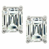 1.32ct Emerald Cut VVS1D Diamond Solitaire Stud Earrings 14k White Gold Finish