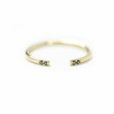 0.3ct Round Cut Black Diamond Wedding Band Open Stackable 14k Yellow Gold Finish