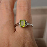 1ct Emerald Green Peridot Engagement Ring Flower Solitaire 14k White Gold Finish