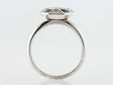 2.7ct Princess Cut Blue Sapphire Art Deco Milgrain Ring 14k White Gold Finish