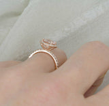 4Ct Round Cut Diamond High Set Halo Women Engagement Ring 14K Rose Gold Finish