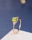 2ct Oval Cut Green Peridot Engagement Ring Petite Round Accent 14k RoseGold Over