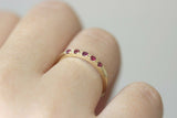 1ct Round Cut Pink Ruby Wedding Band 14k Yellow Gold Finish Five Stone Stackable