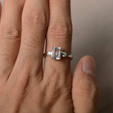 1.2ct Emerald Cut Diamond Engagement Ring 14k WhiteGold Finish Trilogy Solitaire