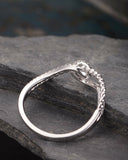 1ct Round Cut Diamond Engagement Ring 14k WhiteGold Finish Love Knot Beaded Wave