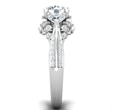 5Ct Round Cut VVS1 Diamond Floral Cocktail Engagement Ring 14K White Gold Finish