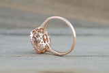 2ct Cushion Cut Peach Morganite Engagement Ring Double Halo 14k Rose Gold Finish