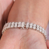 10ct Round Cut Moissanite Dua Row Cocktail Tennis Bracelet 14k White Gold Plated