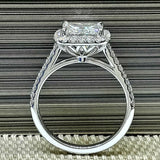 3Ct Princess Cut Diamond Solitaire with Accents Halo Ring 14K White Gold Finish