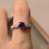 1.5ct Round Purple Amethyst Marquise Accent Engagement Ring 14k White Gold Over