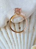 2.5ct Engagement Ring Cushion Cut Peach Morganite Solitaire 14k Rose Gold Finish