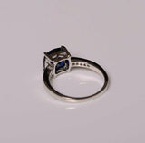 1.2ct Cushion Cut Blue Sapphire Engagement Ring 14k White Gold Finish Solitaire