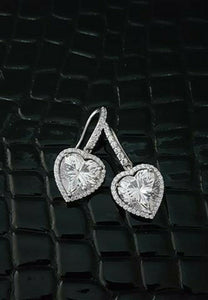 1ct Heart Cut Diamond Solitaire Halo Drop Women Earrings 14k WhiteGold Finish