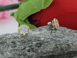 Twisted Rope Flower Stud Earrings 1.7ct Round Cut Diamond 14k Yellow Gold Finish