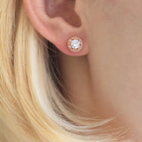 Art Deco Bridal Stud Earrings 0.5ct Round Cut VVS1 Diamond 14k Rose Gold Finish