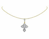 1.9ct Round Cut VVS1D Diamond Gothic Cross Pendant 14k Yellow Gold Over NO CHAIN