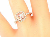 3Ct Cushion Cut Peach Morganite Diamond Halo Engagement Ring 18k Rose Gold Over